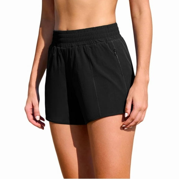 Women's Board Shorts with Soft Built in Soft Briefs High Waisted Elastic Swim Shorts with Pockets Classic Versatile Swimming Trunks