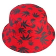 thumbnail image 7 of Marijuanas Leaf Pattern Designed Men Women Unisex Packable Foldable Summer Travel Beach Outdoor Fishing Bucket Hat Red/Black, 7 of 7