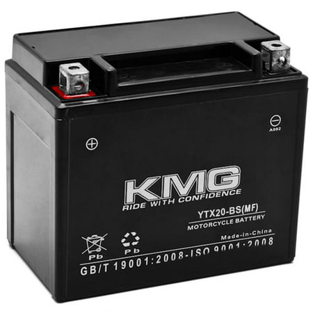 KMG YTX20-BS Battery For Harley-Davidson 1200 XL, XLH (Sportster) 1987 - 1996 Sealed Maintenance Free 12V Battery High Performance Replacement Powersport Motorcycle ATV Scooter Snowmobile