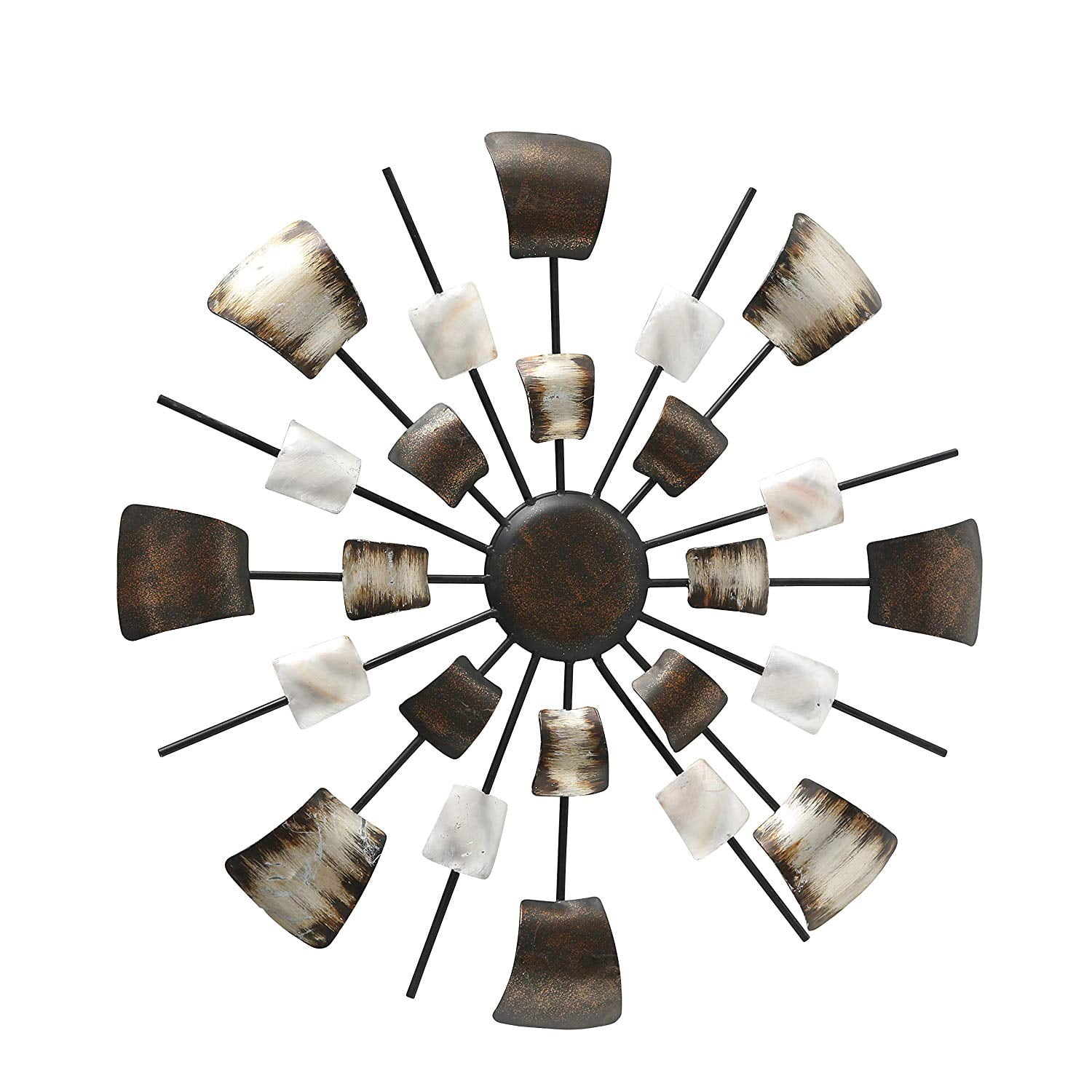 Modernist Burst Metallic Wall Art, Artisan Crafted, Neutral Shades of