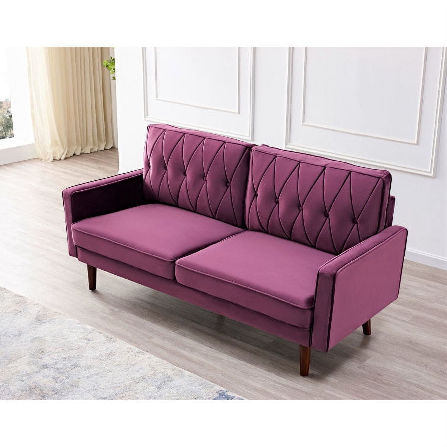 US PRIDE FURNITURE Tufted Cushion Back 69.3 Wide Sofa-Eggplant