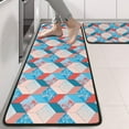 thumbnail image 2 of Kitchen Rugs Sets Of 2,Blue Red Checkered Pattern Anti Fatigue Kitchen Mat Rugs Non Slip Washable,Decorative Kitchen Floor Mats for Kitchen,Sink,Laundry,17"x47"+17"x47", 2 of 5