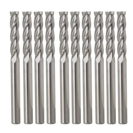 

10pcs Carbide CNC 4 Flute Spiral Bit End Mill Cutter 1/8 Shank 15mm Blade Milli
