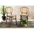 thumbnail image 7 of Baxton Studio Garold Mid-Century Modern Brown Woven Rattan and Walnut Brown Wood 2-Piece Cane Dining Chair Set, 7 of 7