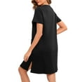 thumbnail image 6 of Women's Solid Casual Short Sleeve Nightgown - Zipper Robe Pajamas with Pockets, Lightweight Polyester, Sizes S-XXL, 6 of 6