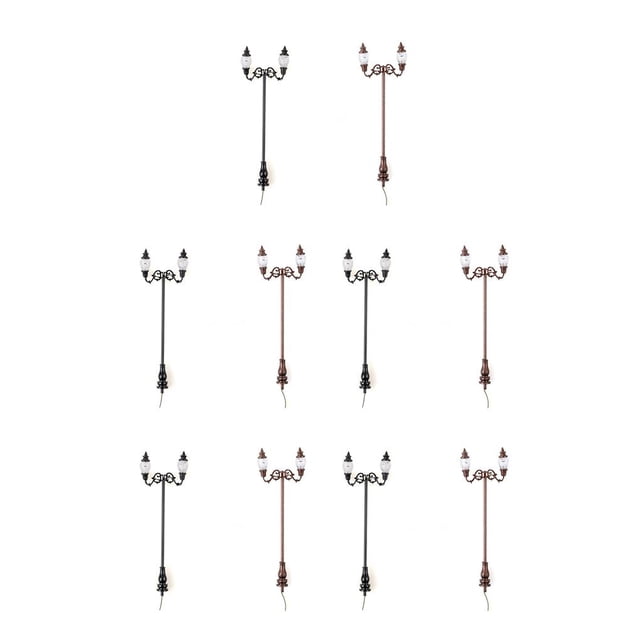 yingyy Garden Light Model Waterproof Double Head Mini Streetlight DIY Crafts Landscape Lamp for Lawn Street Pathway Courtyard Model 2 5Set
