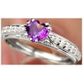 thumbnail image 4 of Rosec Jewels Heart Shape Amethyst Ring with Diamond, Vintage Inspired Ring (7 mm), 10K White Gold, US 3.00, 4 of 8