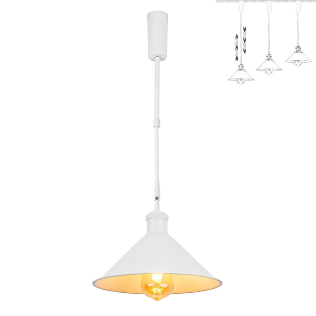 FSLiving Adjustable Height Track Pendnat Light J-Type Macaron Retractable Track Spotlight with Telescoping Rod Adjustable Gimbaled Lamp-Post Juno Track DIY Cover Lamp, White - 1 Light