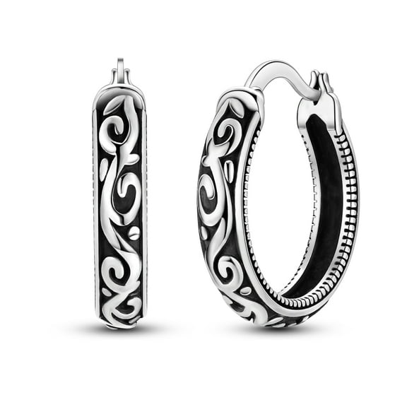 NARMO 925 Sterling Silver Retro Curly Grass Pattern Hoop Earrings for Women Jewelry Making