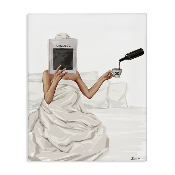 Stupell Industries Contemporary Pouring Drink in Bed Canvas Art, 16 x 20, by Ziwei Li