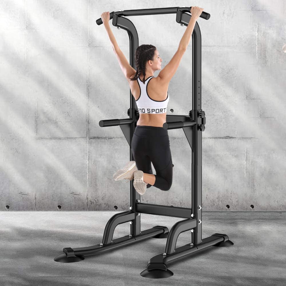 SOGES Height Adjustable Power Tower Dip Stands Pull up Bar Strength