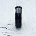 thumbnail image 2 of 100S Jewelry Gunmetal Tungsten Ring with Blue Opal & Koa Wood Inlaid Wedding Band, Tungsten, Size 6-16, 2 of 6