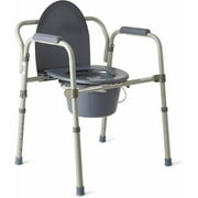Medline Steel Foldable 3-in-1 Bedside Toilet Commode