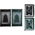 thumbnail image 1 of Abiyou 2 Pieces Muslim Prayer Mat - Polyester Portable Travel Rug With Compass for Ramadan (Black, Green), 1 of 6