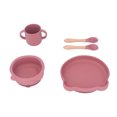 thumbnail image 1 of Ensemble, Assiette en Silicone Souple Bol Tasse Fourchette Cuillère, pour Sevrage Forme d'Ours Mignon, 1 of 8