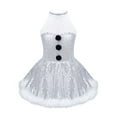 thumbnail image 2 of Eandarui Girls Snowman Costume Christmas Dance Dress Shiny Sequin Faux Fur Trim Figure Ice Skating White 14, 2 of 7