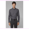 Boss Regular-fit shirt in herringbone dobby cotton Black Size S