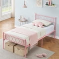 thumbnail image 1 of Rosa tamaño individual-size metal marco de cama con heart-shaped cabecero y footboard 12.2in underbed almacenamiento, 1 of 7