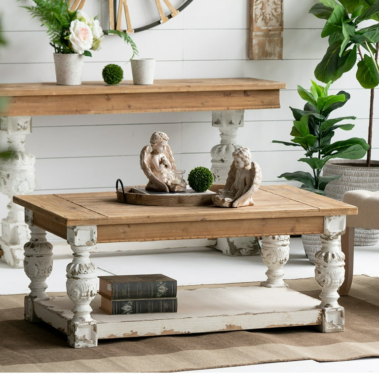 GZXS Rustic Rectangle Coffee Table, 47.2