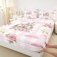 thumbnail image 3 of Homewish Princess Castle Full Size Sheets 4-Piece for Kids Children Teens,Floral Flowers Rose Breathable Bed Sheets,Geometric Stripes Lightweight Sheet Sets,Ultra Soft Home Decor, 3 of 7