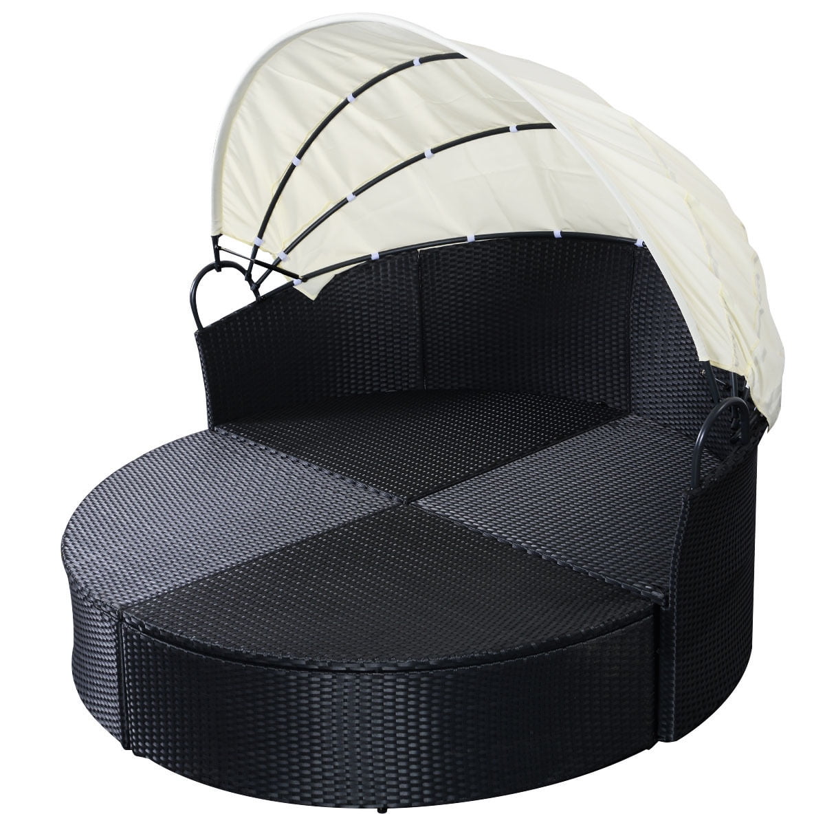 Costway Outdoor Patio Sofa Furniture Round Retractable Canopy Daybed Costway Outdoor Patio Sofa Furniture Round Retractable Canopy Daybed Black Wicker Rattan