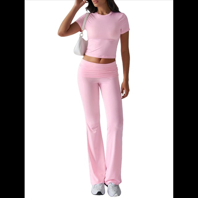 Pantalón de Traje de Corta Ajustado de Color Liso Rosa Talla S