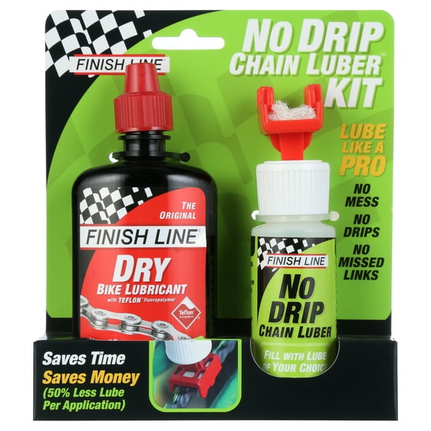 Finish Line No Drip Bicycle Chain Luber Kit with 4-Ounce DRY Lube and ...