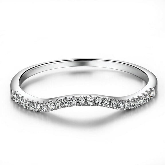 Brilliant Round Moissanite Eternity Band, Moissanite Wedding Band, Diamond Band, Promise Ring, Stackable Ring, D-VVS1, 18K White Gold Plated