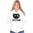 thumbnail image 4 of Cattitude Funny Cat Ladies Pet Lovers Zip Hoodie Sweatshirt Women Brisco Brands L, 4 of 6