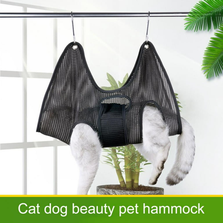 Pet Grooming Hammock Cat Dog Harness with Nail Clippers/Trimmer, Nail File, Comb, Cute Printed Breathable Sling for Dogs & Cats Claw/Ear/Eye Care