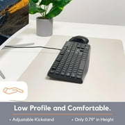 X9 Performance Ergonomic Computer Keyboard Wired - USB Keyboard for Laptop, Windows PC Desktop, Office Use with 5ft Cable Wire, 104 Quiet Keys, 14 Shortcuts, and Kickstand - Black