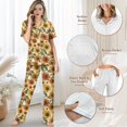 thumbnail image 4 of TSOVTHRID Vintage Rose Print Women's Pajama Sets Button Down Sleepwear with Long Pants Comfortable Short Sleeve Lounge Set, XL, 4 of 7