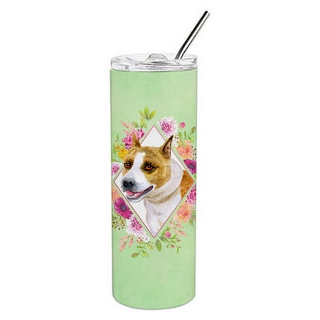 

Carolines Treasures CK4274TBL20 Bull Terrier Green Flowers Stainless Steel 20 oz Skinny Tumbler 20 oz multicolor