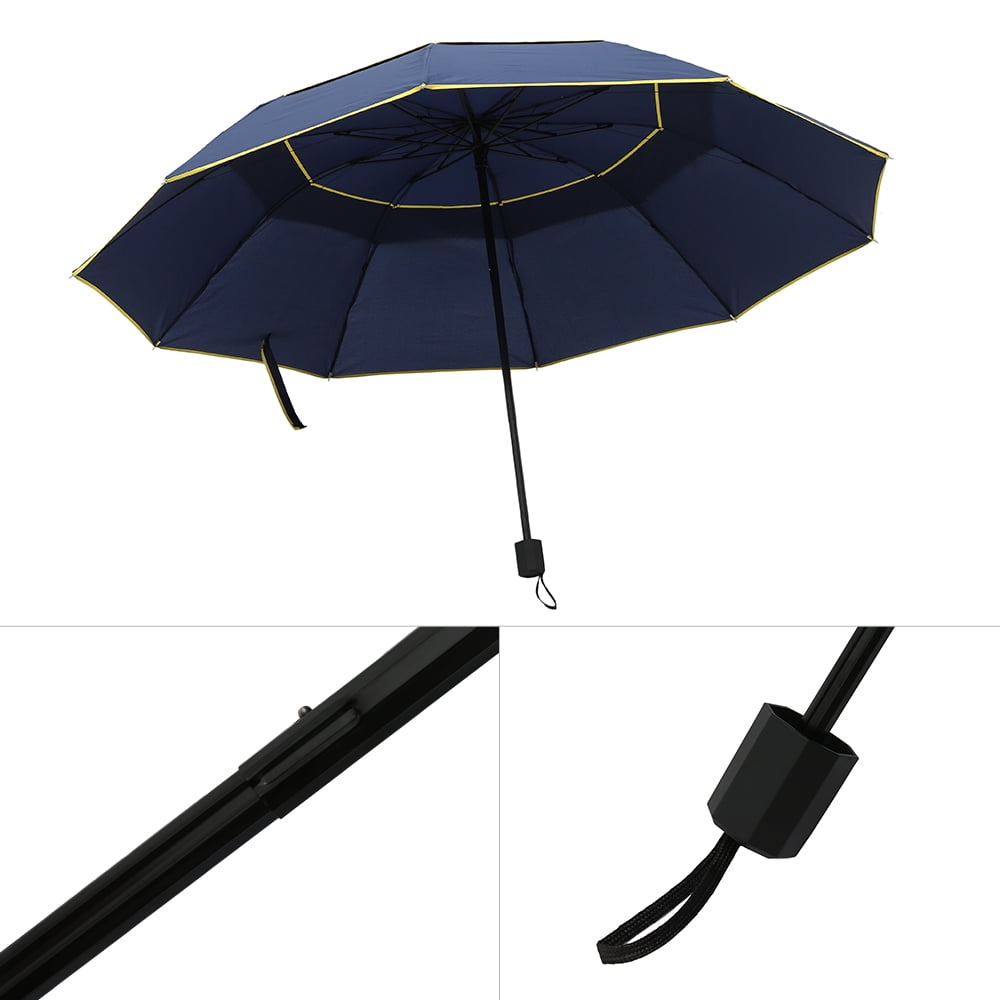 LQCrafK 62" Extra Oversize Large Compact Golf Umbrella Double Canopy Vented Windproof Canopy Rustproof Folding Compact Rain Umbrellas