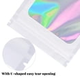 thumbnail image 4 of Paquete de 100 bolsas holográficas con degradado, bolsas resellables de Mylar con cierre de cremallera, bolsas de embalaje con ventana transparente, bolsas de plástico a prueba de olores para, 4 of 5
