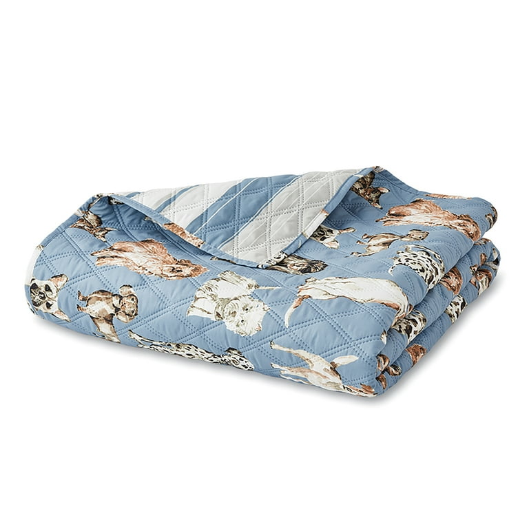 Mainstays Dogs Blue Reversible Quilt in a Tote Bed Set King Walmart