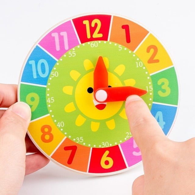 Creative Children Wooden Colorful Clock Toys Montessori Hour Minute Second Cognition Clocks for Kids Early Preschool Teach AidsMoonRussian Federation He Qiyong unisex
