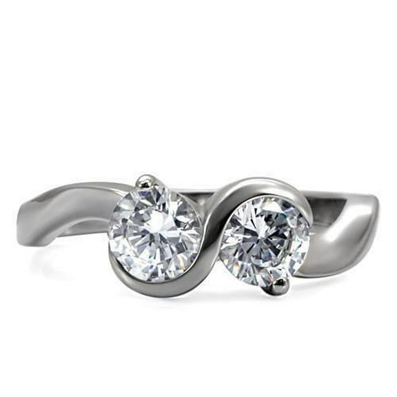 Two stone Swirl Shank Damond Engagement Ring 1.8 Ct Simulated Diamond 14K White Gold Over