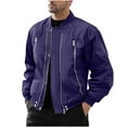 thumbnail image 2 of RYDCOT Men Casual Cardigan Solid Color Long Sleeve Stand up Collar Zipper Cardigan Workwear Jackets Purple XXXXL(XXXXL), 2 of 9