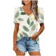 thumbnail image 1 of Casual Camisetas de Manga Corta para las Mujeres Imprimir Mangas Puff Cuello en V Camiseta, Poliéster Verano, 1 of 5