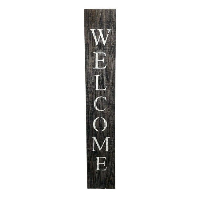 homeroots outdoor 384911 Rustic Black and White Front Porch Welcome Sign