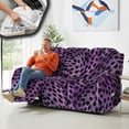 thumbnail image 5 of ZIATUBLES 8 PCS Recliner Chair Cover Stretch Reclining Sofa Covers with Storage Pockets for 3 Seater Reclining Counch Furniture Protector for Living Room, Leopard Print Violet Printed, 5 of 9
