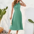 thumbnail image 4 of Uaswgudfs Summer Dresses for Women 2025 Sleeveless Midi Sundress | High-Waist Wrap Belt & Ruffle Hem Casual Versatile Dress for Women Mint Green L, 4 of 7