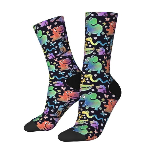 Balery Colorful Animals Calcetas Largas con Estampado para Hombre y Mujer – Suaves y Transpirables, Talla Única (US 5-11)