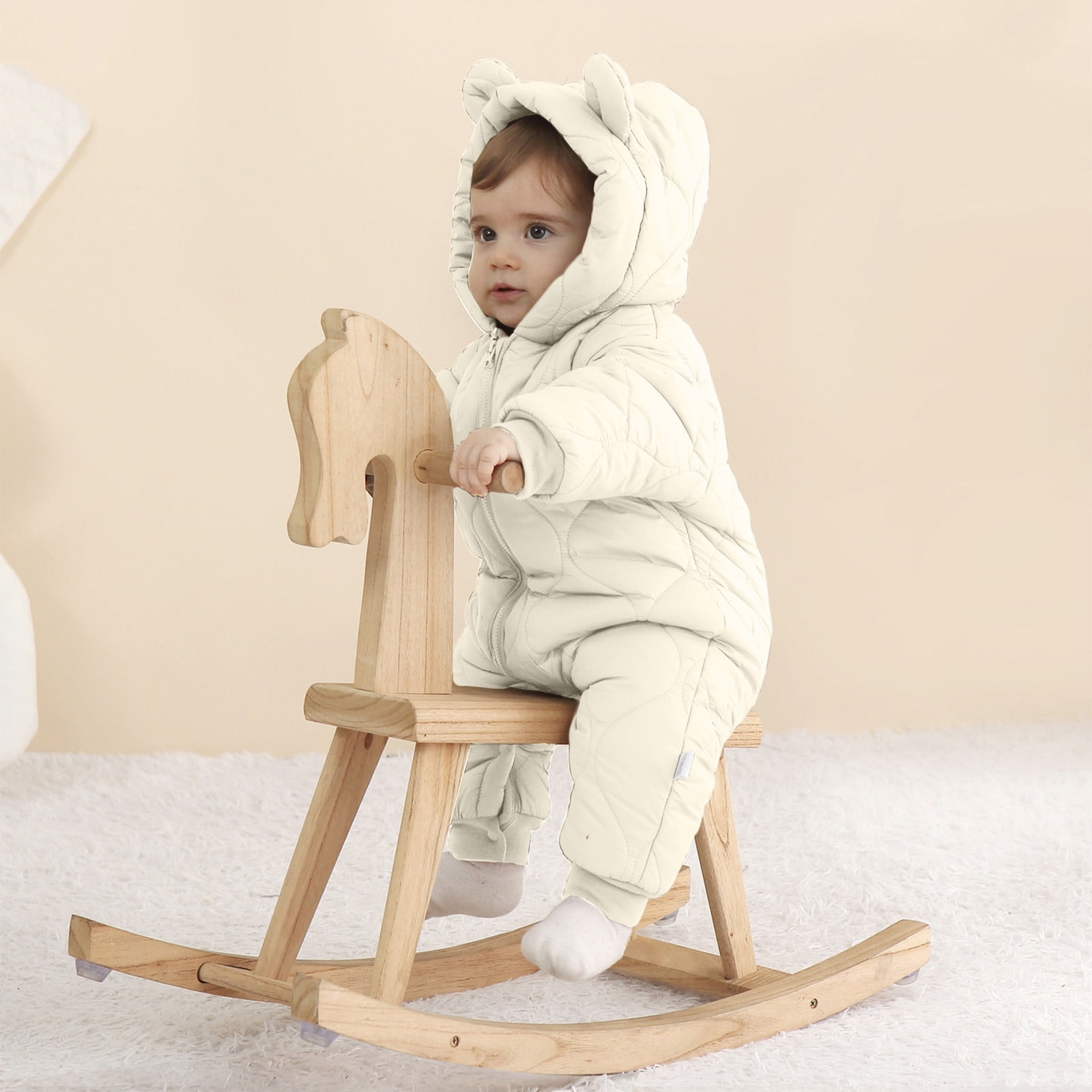 TopLLC Pyjama Bebe Fille Jeune 2 24mois avec des Vetements Pyjama Chaud Doux Coton Unisexe Solide Chaud Epais a Manches Longues a Capuche Romper Cadeau role Jeu de Combinaison Walmart