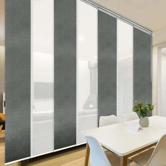 Domovina 7 Panel Track Vertical Blinds, Adjustable 110-153"W x 91.4"H - Kalyna/Else