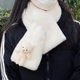 thumbnail image 3 of Cute Cartoon Bear Plush Scarf Women Student Winter Korean Style Faux Fur Warm Thickened Cross Scarves Autumn Girl Scarf New Gift (Little Bear), 3 of 7