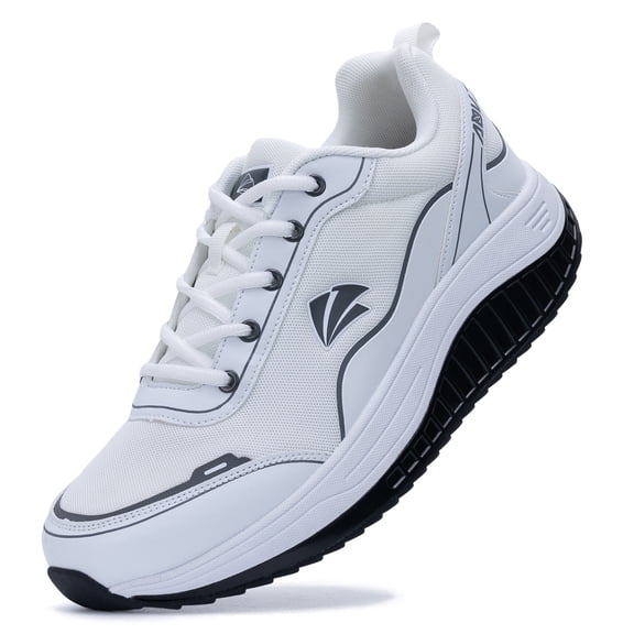 AOV Men's Shoes Walking Arch Support Orthotic Sneakers Plantar Fasciitis Wide Tennis Shoes for Heel and Foot Pain Relief White 12