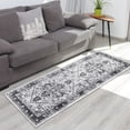 thumbnail image 5 of Yesurprise 1150Gsm 350Gsm Velvet Weight Pearl Velvet Washed Back Folded Printed Area Rugs - Persian Homage Dark Grey - 2x6ft (61x183cm), 5 of 7