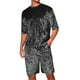 thumbnail image 1 of INSPIRAR CHIC Conjunto de camiseta de manga corta y pantalones cortos de verano para hombres en terciopelo M Negro, 1 of 6